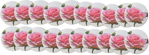 Novel Merk Pink Rose Flower Vinyl Stickers - 2" Round Individual Decals for Laptop, Water Bottle, Phone, Party Favors, & Decor - Adheres to Clean Surfaces Waterproof & Repositionable (20 Pack) in Saudi Arabia