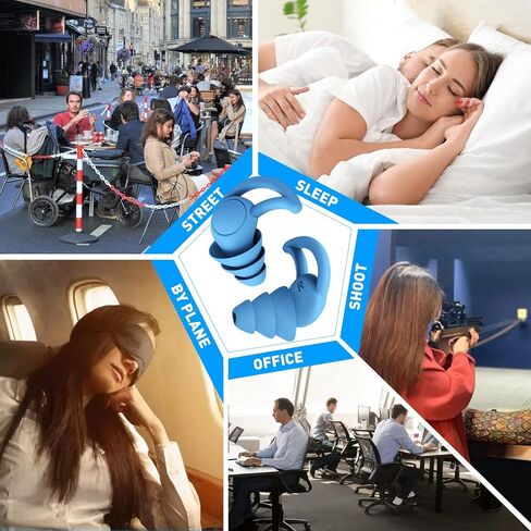 سدادات اذن للنوم والغاء الضوضاء، سدادات اذن سيليكون لتقليل الضوضاء، سدادات اذن ناعمة قابلة لاعادة الاستخدام لحماية السمع وحجب الصوت للنوم والحفلات الموسيقية والدراجات النارية والعمل in Kuwait