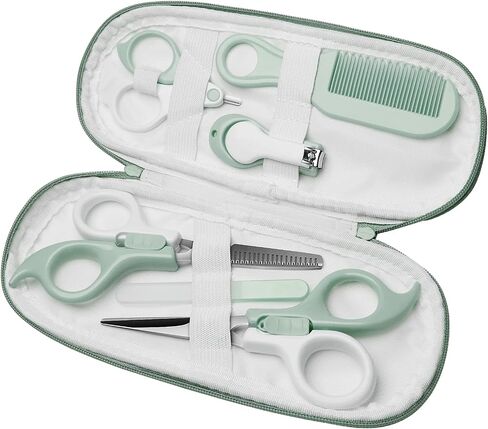 Baby Hair Scissors Kids Hair Cutting and Nail Kit Hair Cutting Manicure Pedicure Set Nail Clipper Nail File Thinning Shears for Newborn Toddler Infant with Leather Storage Bag (Pink) in Saudi Arabia