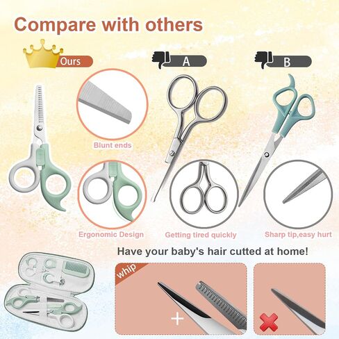 Baby Hair Scissors Kids Hair Cutting and Nail Kit Hair Cutting Manicure Pedicure Set Nail Clipper Nail File Thinning Shears for Newborn Toddler Infant with Leather Storage Bag (Pink) in Saudi Arabia