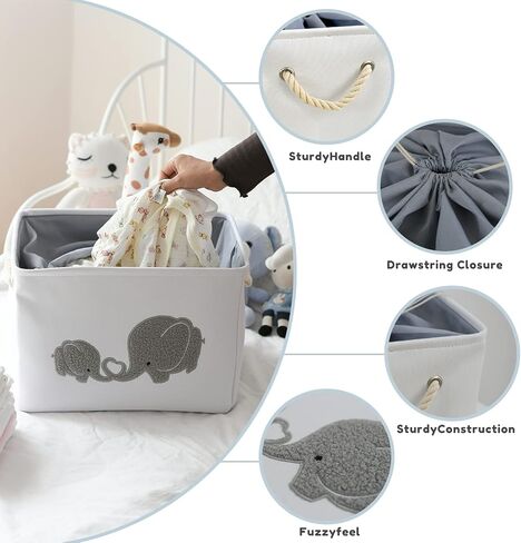 Book Basket for Kids Room, Book Storage Basket Book Organizer for Nursery Room Classroom Library Book Storage Box Collapsible Book Bins with Drawstring Closure for Cartoon Book Reading in Saudi Arabia