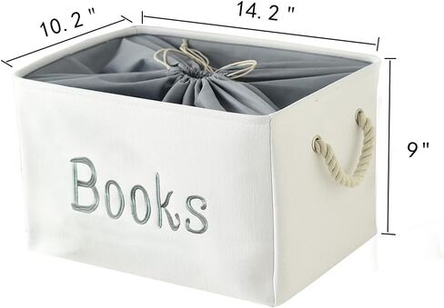 Book Basket for Kids Room, Book Storage Basket Book Organizer for Nursery Room Classroom Library Book Storage Box Collapsible Book Bins with Drawstring Closure for Cartoon Book Reading in Saudi Arabia