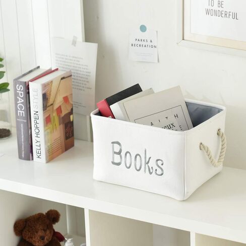 Book Basket for Kids Room, Book Storage Basket Book Organizer for Nursery Room Classroom Library Book Storage Box Collapsible Book Bins with Drawstring Closure for Cartoon Book Reading in Saudi Arabia