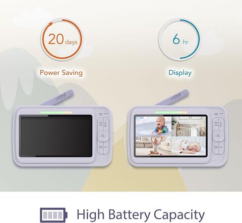 LEREVE 5" HD Low EMF Baby Monitor, Auto Noise Reduce, 2 Remote Pan Tilt Cameras, Lullaby, 2-Way Audio, ECO with Auto Voice Activation, Model: LeMove 60 in Kuwait