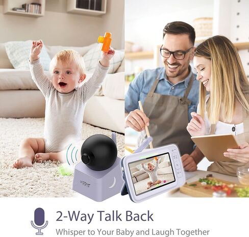 LEREVE 5" HD Low EMF Baby Monitor, Auto Noise Reduce, 2 Remote Pan Tilt Cameras, Lullaby, 2-Way Audio, ECO with Auto Voice Activation, Model: LeMove 60 in Kuwait