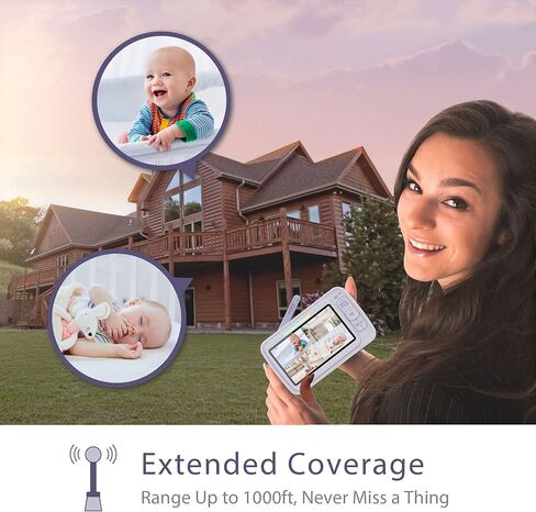 LEREVE 5" HD Low EMF Baby Monitor, Auto Noise Reduce, 2 Remote Pan Tilt Cameras, Lullaby, 2-Way Audio, ECO with Auto Voice Activation, Model: LeMove 60 in Kuwait