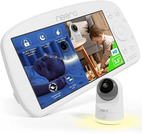 neero Video Baby Monitor No WiFi Needed - X-Large 5.5" HD Screen 900ft Range Infant Non WiFi Baby Infant Monitor with Camera and Audio No WiFi, Also Suitable for Pets, Elderly & Travel in Saudi Arabia