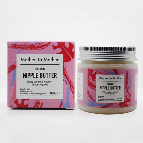 Organic Nipple Butter Breastfeeding Cream by Mother To Mother | Lanolin-Free, Safe for Nursing & Dry Skin, Non-GMO Project Verified, 2 FL oz, White, 2 Ounce in Saudi Arabia