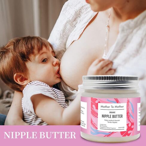 Organic Nipple Butter Breastfeeding Cream by Mother To Mother | Lanolin-Free, Safe for Nursing & Dry Skin, Non-GMO Project Verified, 2 FL oz, White, 2 Ounce in Saudi Arabia