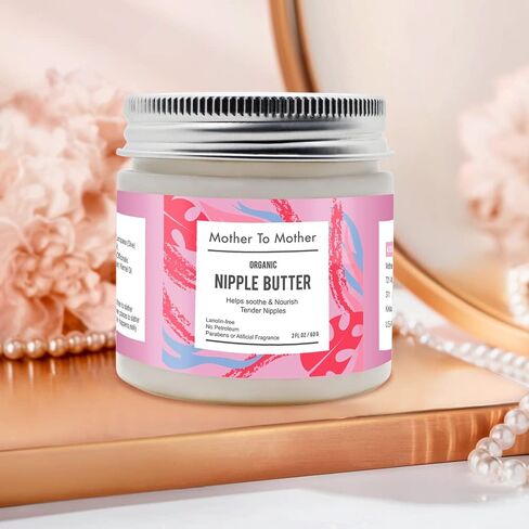 Organic Nipple Butter Breastfeeding Cream by Mother To Mother | Lanolin-Free, Safe for Nursing & Dry Skin, Non-GMO Project Verified, 2 FL oz, White, 2 Ounce in Saudi Arabia