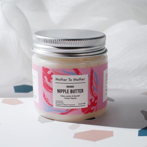 Organic Nipple Butter Breastfeeding Cream by Mother To Mother | Lanolin-Free, Safe for Nursing & Dry Skin, Non-GMO Project Verified, 2 FL oz, White, 2 Ounce in Saudi Arabia