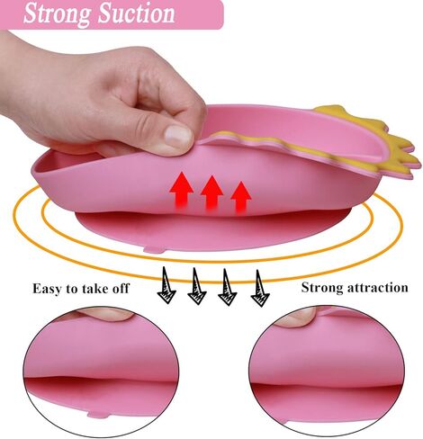 مجموعة تغذية الأطفال من كافونوي، لوحة شفط من السيليكون على شكل ديناصور مريلة ذاتية التغذية قابلة للتعديل، لوحة شفط للأطفال الصغار مع مجموعة مريلة قابلة للتعديل بشوكة ملعقة - ديناصورات زرقاء in Kuwait