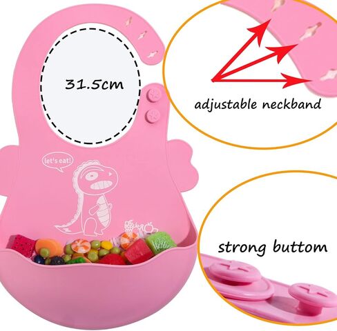 مجموعة تغذية الأطفال من كافونوي، لوحة شفط من السيليكون على شكل ديناصور مريلة ذاتية التغذية قابلة للتعديل، لوحة شفط للأطفال الصغار مع مجموعة مريلة قابلة للتعديل بشوكة ملعقة - ديناصورات زرقاء in Kuwait