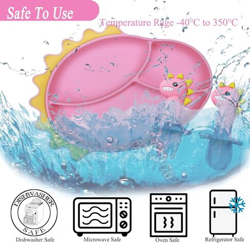 مجموعة تغذية الأطفال من كافونوي، لوحة شفط من السيليكون على شكل ديناصور مريلة ذاتية التغذية قابلة للتعديل، لوحة شفط للأطفال الصغار مع مجموعة مريلة قابلة للتعديل بشوكة ملعقة - ديناصورات زرقاء in Kuwait