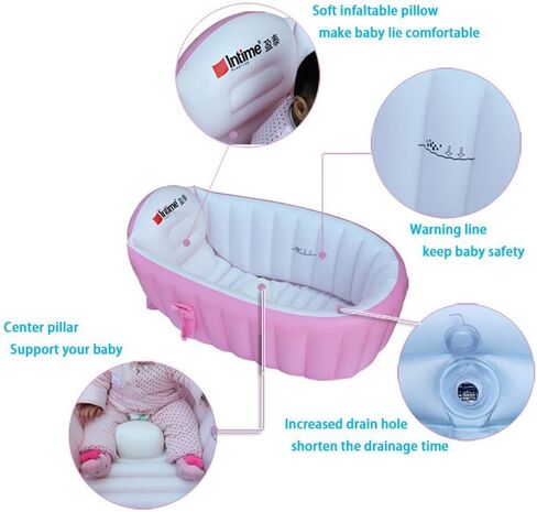 Inflatable Baby Bathtub, Kid Infant Toddler Infant Newborn Inflatable Foldable Shower Pool (Blue) in Saudi Arabia