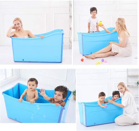 Large Collapsible Foldable Toddler Bathtub Blue | from Toddler Kids Children to Petite Adult-Plastic Adult Ice Bathtub-Portable Travel Bath Tub-Folds Flat for Compact Storage in Saudi Arabia