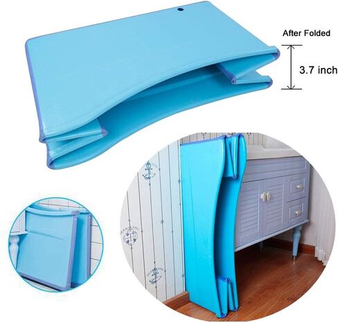 Large Collapsible Foldable Toddler Bathtub Blue | from Toddler Kids Children to Petite Adult-Plastic Adult Ice Bathtub-Portable Travel Bath Tub-Folds Flat for Compact Storage in Saudi Arabia