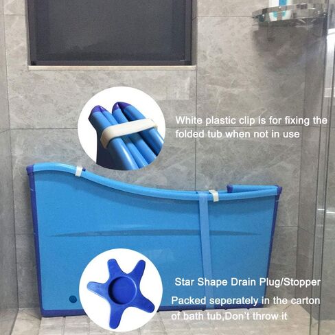 Large Collapsible Foldable Toddler Bathtub Blue | from Toddler Kids Children to Petite Adult-Plastic Adult Ice Bathtub-Portable Travel Bath Tub-Folds Flat for Compact Storage in Saudi Arabia