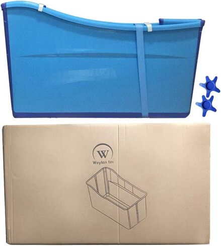 Large Collapsible Foldable Toddler Bathtub Blue | from Toddler Kids Children to Petite Adult-Plastic Adult Ice Bathtub-Portable Travel Bath Tub-Folds Flat for Compact Storage in Saudi Arabia
