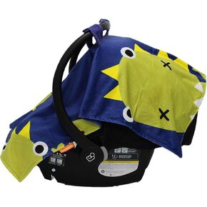 مظلة مقعد السيارة الفاخرة من Dear Baby Gear - غطاء مقعد السيارة للرضع - أغطية مقاعد سيارة الأطفال - مظلة مقعد السيارة لمقاعد السيارة للرضع - غطاء مقعد السيارة (زئير الديناصور البحري/كحلي مينكي ناعم 40 بوصة × 30 بوصة)