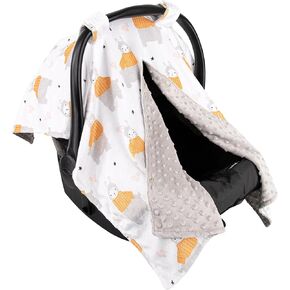Top Tots Deluxe Minky Baby Car Seat Cover - Aqua Llama, 40 x 29 Inch White