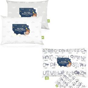KeaBabies 2-Pack Toddler Pillow and Toddler Pillowcase for 13X18 Pillow - Soft Organic Cotton Toddler Pillows for Sleeping - Organic Toddler Pillow Case for Boy, Kids in Kuwait