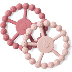 SAMiGO Silicone Teething Rings, Baby Teether Toys, 2 Pack | 3-6 6-12 Months, Textured Baby Chew Toys, Teething Relief Essentials, Baby Must Haves in Saudi Arabia