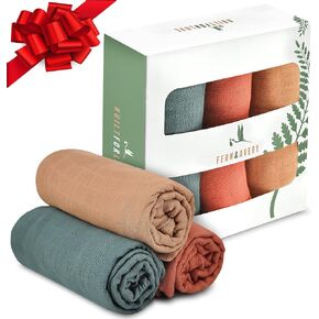 Fern & Avery Baby Swaddle Blankets - Receiving Blankets for Boys & Girls - Lightweight Breathable Gender Neutral Receiving Blankets - Blue Rainbow 2-Pack