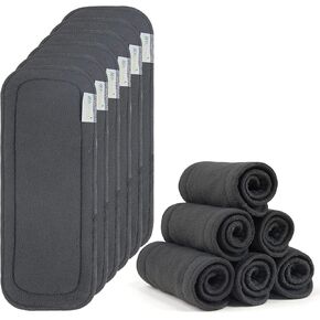 Wegreeco Reusable Soft 5 Layers 12 Pack Charcoal Inserts for Baby Cloth Diaper,High Absorbing Washable Liners