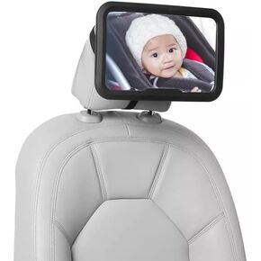 Baby Car Mirror Rear View - 360 ° Adjustable Extra Wide Crystal Clear & Shatterproof Car Seat Mirror | Back Seat Baby Essentials to See Rear Facing Infants, Babies, Kids, Child & New born in Kuwait