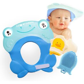 Walnut Tree Omni Bath Shower Visor Protection Soft Cap for Shower and Bath Time Safety for Toddlers, Baby and Children [1 Year Old+ Recommended] (Clip Blue)
