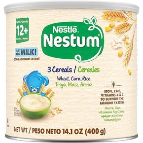 Nestle Nestum Junior Cereal, 3 Cereals - Wheat, Corn & Rice, Made for Toddlers 12 Months, 14.1 OZ Canister (Pack of 1)