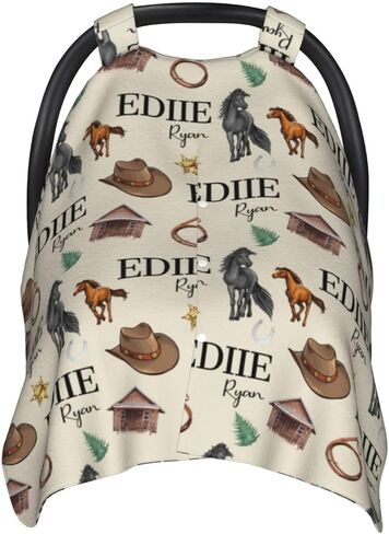 Personalized Baby Car Seat Canopy for Babies, Custom Name Purple Butterfly Baby Car Seat Covers for Girls, Opening Minky Nursing Breastfeeding Cover for Infant, Carseat Canopies for Newborn in Kuwait