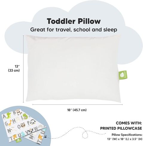 KeaBabies Toddler Pillow with Pillowcase - 13x18 My Little Dreamy Pillow - Organic Cotton Toddler Pillows for Sleeping, Kids Pillow, Travel Pillows for Sleeping, Mini Pillow, Toddler Bed Pillows in Saudi Arabia