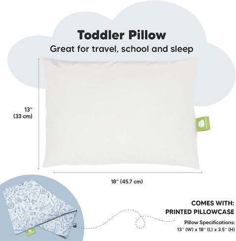 KeaBabies Toddler Pillow with Pillowcase and Toddler Pillowcase for 13X18 Pillow - 13X18 Soft Organic Cotton Toddler Pillows for Sleeping - Organic Toddler Pillow Case for Boy, Kids in Saudi Arabia