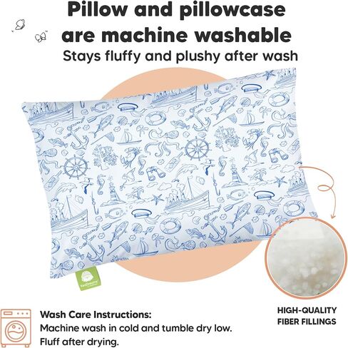 KeaBabies Toddler Pillow with Pillowcase and Toddler Pillowcase for 13X18 Pillow - 13X18 Soft Organic Cotton Toddler Pillows for Sleeping - Organic Toddler Pillow Case for Boy, Kids in Saudi Arabia