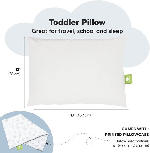 KeaBabies Toddler Pillow with Pillowcase - 13x18 My Little Dreamy Pillow - Organic Cotton Toddler Pillows for Sleeping, Kids Pillow, Travel Pillows for Sleeping, Mini Pillow, Toddler Bed Pillows in Saudi Arabia