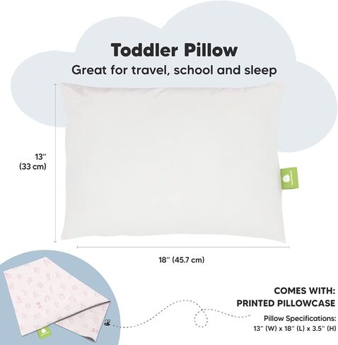 KeaBabies Toddler Pillow with Pillowcase and 2-Pack Toddler Pillow - 13x18 My Little Dreamy Pillow - Soft Organic Cotton Toddler Pillows for Sleeping in Saudi Arabia