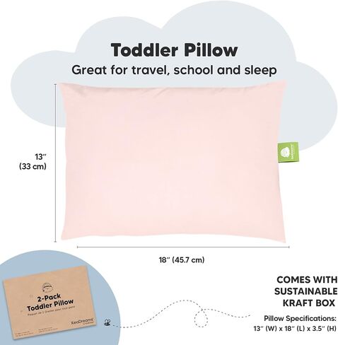 KeaBabies Toddler Pillow with Pillowcase and 2-Pack Toddler Pillow - 13x18 My Little Dreamy Pillow - Soft Organic Cotton Toddler Pillows for Sleeping in Saudi Arabia