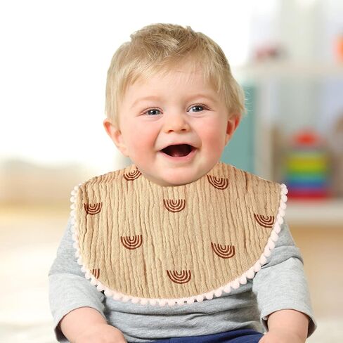 Baby Bibs for Boy & Girl 8-Pack Muslin Baby Bib Drool Bibs for Baby Essential, Soft Cotton & Cute Color for Matching Outfits in Saudi Arabia