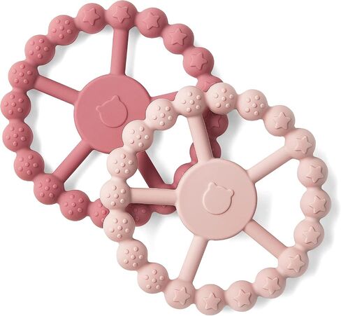SAMiGO Silicone Teething Rings, Baby Teether Toys, 2 Pack | 3-6 6-12 Months, Textured Baby Chew Toys, Teething Relief Essentials, Baby Must Haves in Saudi Arabia