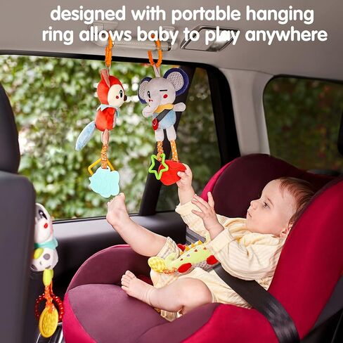 TUMAMA 4 Pack Baby Toys for 0 3 6 9 12 Months, Hanging Crib Toys for Newborn Infant Development, Car Seat Stroller Soft Plush Rattles Toy for Babies in Saudi Arabia