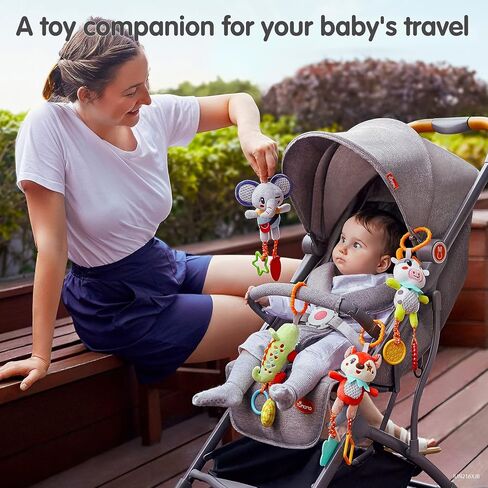 TUMAMA 4 Pack Baby Toys for 0 3 6 9 12 Months, Hanging Crib Toys for Newborn Infant Development, Car Seat Stroller Soft Plush Rattles Toy for Babies in Saudi Arabia