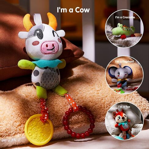 TUMAMA 4 Pack Baby Toys for 0 3 6 9 12 Months, Hanging Crib Toys for Newborn Infant Development, Car Seat Stroller Soft Plush Rattles Toy for Babies in Saudi Arabia