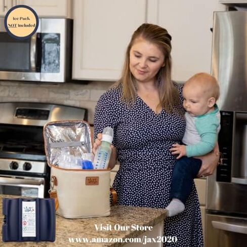 Jax 2020 Breastmilk Cooler Bag - Breastmilk Storage Container for 6 Tall Bottles or Breastmilk Storage Bags - Keeps Breast Milk Storing Bags or Formula Cold - Shoulder Bag, Mesh Pocket for Ice Pack in Saudi Arabia