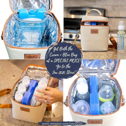 Jax 2020 Breastmilk Cooler Bag - Breastmilk Storage Container for 6 Tall Bottles or Breastmilk Storage Bags - Keeps Breast Milk Storing Bags or Formula Cold - Shoulder Bag, Mesh Pocket for Ice Pack in Saudi Arabia