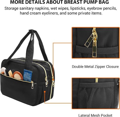 PIIOSER Wearable Breast Pump Bag with Ice Pack, Compatible with Wearable Breast Pumps & Accessories - Portable Pumps Carrying Case for Nursing & Working Moms, Black in Saudi Arabia