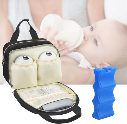 PIIOSER Wearable Breast Pump Bag with Ice Pack, Compatible with Wearable Breast Pumps & Accessories - Portable Pumps Carrying Case for Nursing & Working Moms, Black in Saudi Arabia