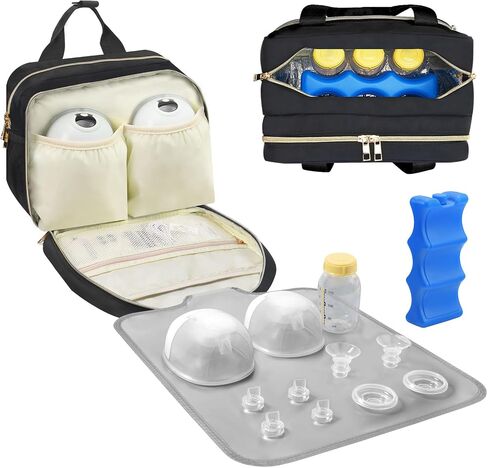 PIIOSER Wearable Breast Pump Bag with Ice Pack, Compatible with Wearable Breast Pumps & Accessories - Portable Pumps Carrying Case for Nursing & Working Moms, Black in Saudi Arabia