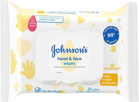 Johnson's Hand & Face Baby Sanitizing Cleansing Wipes for Travel and On-the-Go, No More Tears Formula, Paraben and Alcohol Free, 25 ct (Pack of 4) in Saudi Arabia